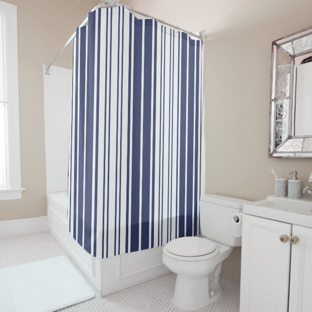 Elegant, vertical, stripes, navy blue, white (In Situ)