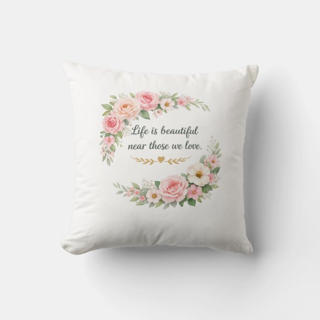 Elegant Very Good Floral Decorative Throw Pillow (Front)