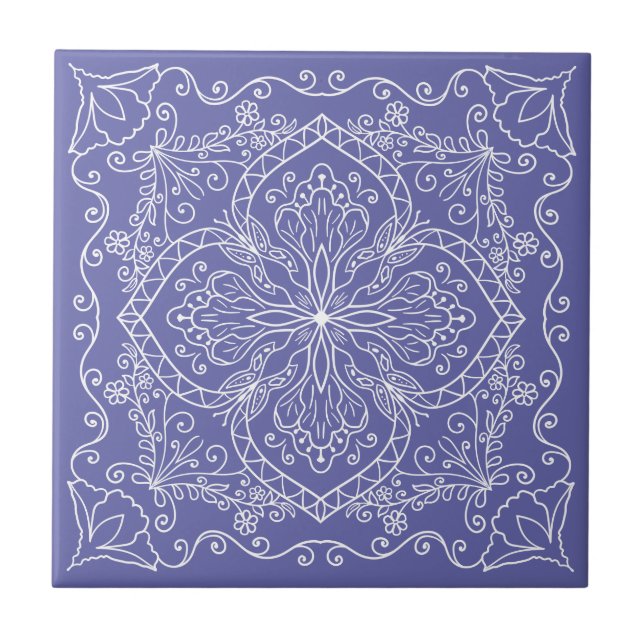 Elegant Very Peri Decorative Tile (Front)