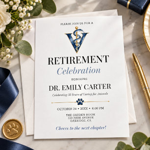 Elegant Veterinarian Retirement Celebration Party Invitation