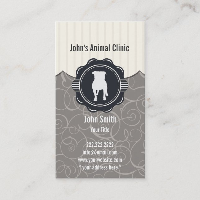 Elegant Vets and Dog Clinics Business Card (Front)