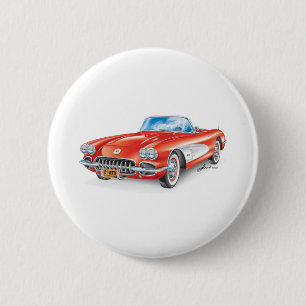 ELEGANT VETTE AUTOMOBILE ART 2 INCH ROUND BUTTON