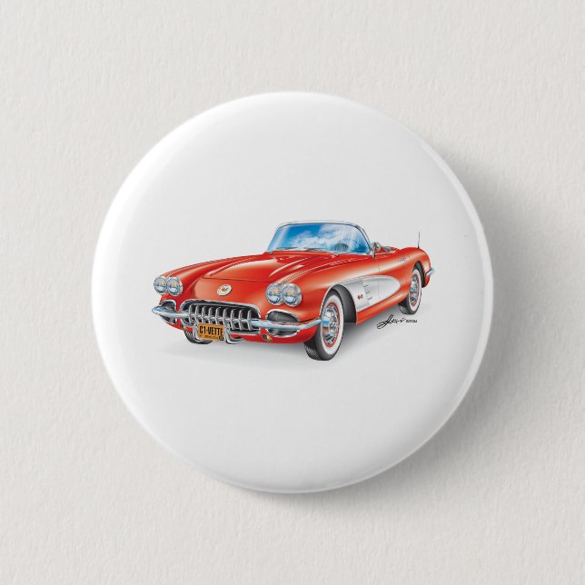 ELEGANT VETTE AUTOMOBILE ART 2 INCH ROUND BUTTON (Front)