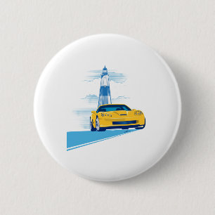 ELEGANT VETTE AUTOMOBILE ART 2 INCH ROUND BUTTON
