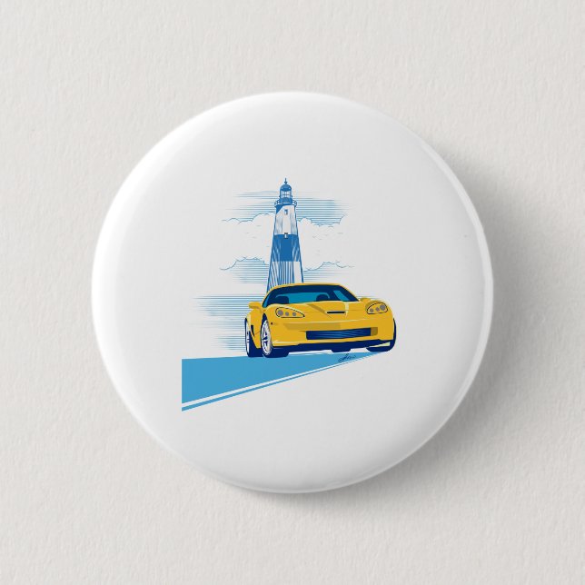 ELEGANT VETTE AUTOMOBILE ART 2 INCH ROUND BUTTON (Front)