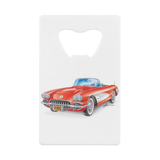 ELEGANT VETTE AUTOMOBILE ART CREDIT CARD BOTTLE OPENER (Front)