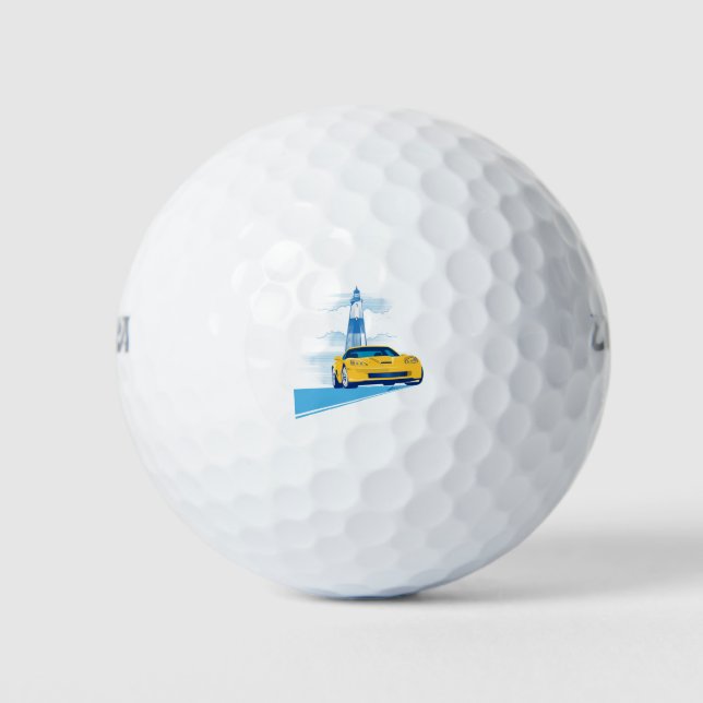 ELEGANT VETTE AUTOMOBILE ART GOLF BALLS (Front)