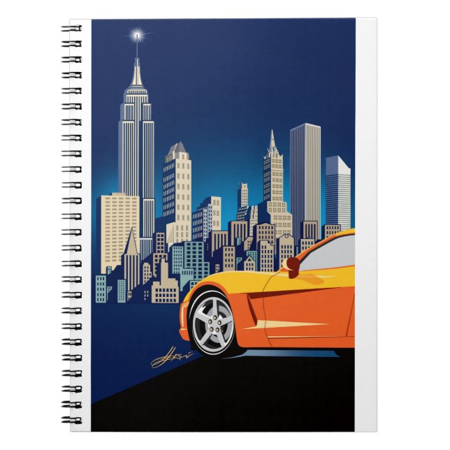ELEGANT VETTE AUTOMOBILE ART NOTEBOOK (Front)