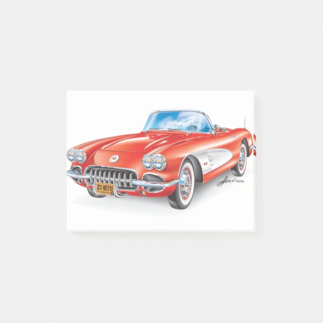 ELEGANT VETTE AUTOMOBILE ART POST-IT NOTES (Front)