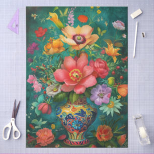 Elegant Vibrant Colourful Floral Decoupage Tissue Paper