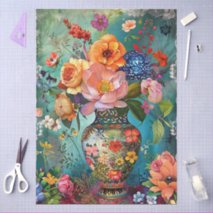Elegant Vibrant Colourful Floral Decoupage Tissue Paper