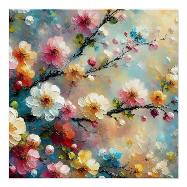 Elegant & Vibrant Floral - Bloom Boldly with Colou Poster (Front)