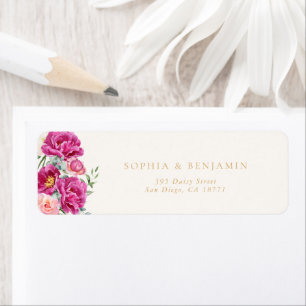 Elegant Vibrant Pink Floral Wedding Return Address