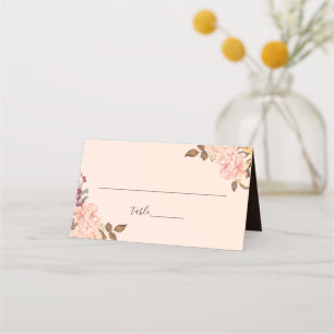 Elegant Victoria Blush Watercolor Floral Wedding Place Card