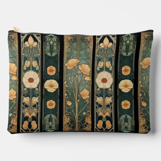 Elegant victorian art nouveau botanical accessory pouch (Front)