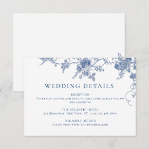 Elegant Victorian Blue Floral Wedding Details Enclosure Card