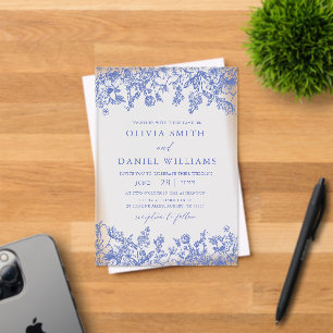 Elegant Victorian Blue Floral Wildflower Wedding Acrylic Invitations