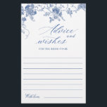 Elegant Victorian Blue Floral Wishes & Advice Card<br><div class="desc">Personalize with the bride to be's name and date of shower. 
For further customization,  please click the "customize further" link. If you need help,  contact me please.</div>