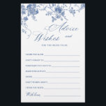 Elegant Victorian Blue Floral Wishes & Advice Card<br><div class="desc">Personalize with the bride to be's name and date of shower. 
For further customization,  please click the "customize further" link. If you need help,  contact me please.</div>