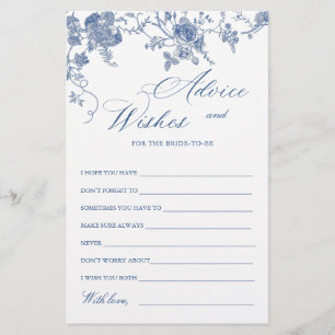 Elegant Victorian Blue Floral Wishes & Advice Card