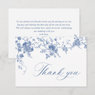 Elegant Victorian Blue French Floral Wedding Thank You Card