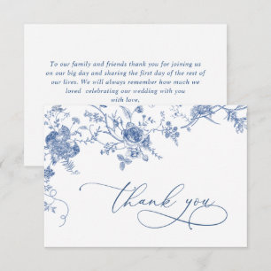 Elegant Victorian Blue French Floral Wedding Thank You Card