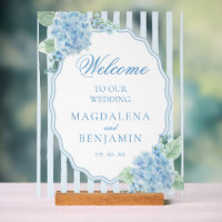 Elegant Victorian Blue Hydrangea Wedding Welcome