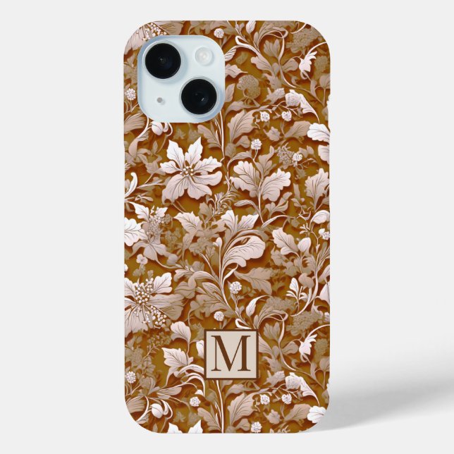 Elegant victorian brown white floral Case-Mate iPhone case (Back)