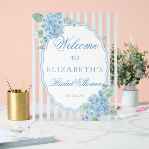 Elegant Victorian Cottage Blue Hydrangea Welcome Acrylic Sign