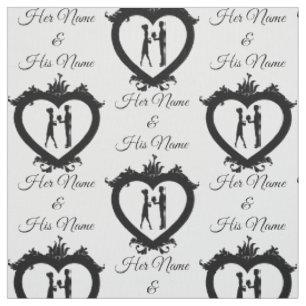 Elegant Victorian Couple Silhouette Personalize Fabric
