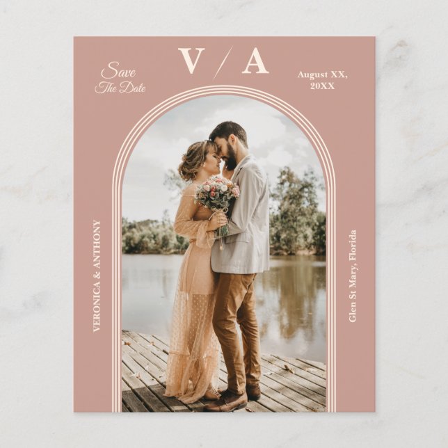 Elegant Victorian Dusty Pink Wedding Save The Dat  Flyer (Front)