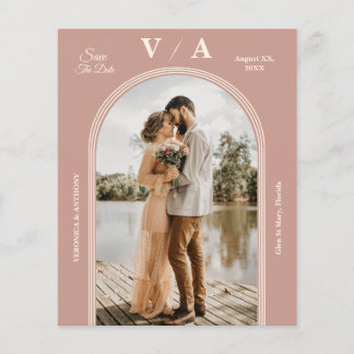 Elegant Victorian Dusty Pink Wedding Save The Dat Flyer