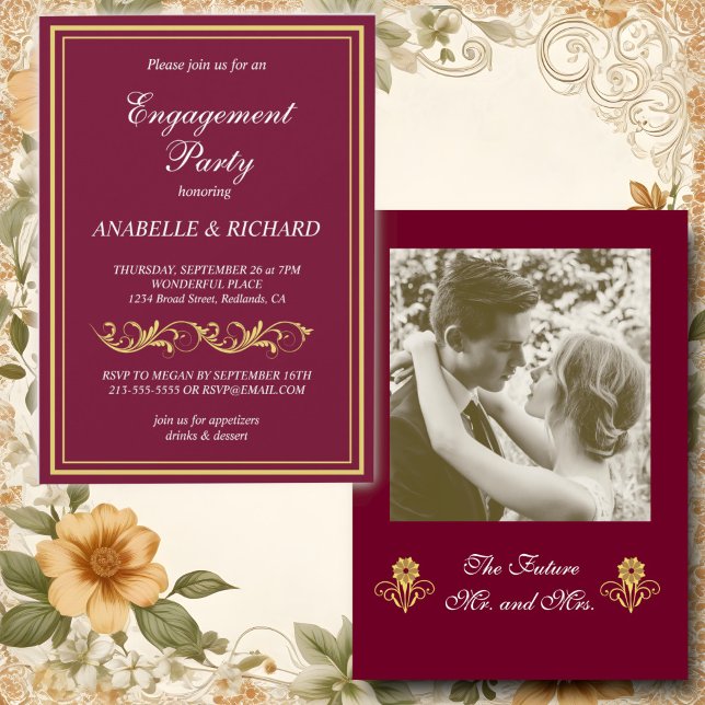 Elegant Victorian Engagement Party Invitation (Creator Uploaded)