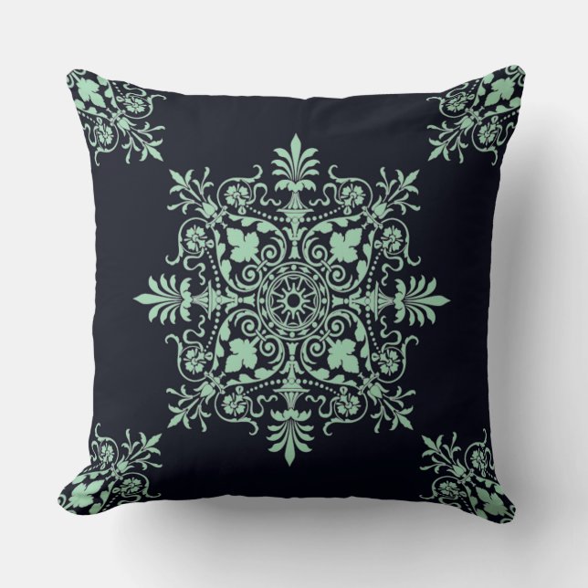 Elegant Victorian Floral Swirl Pattern Throw Pillow (Front)