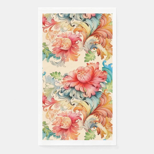 Elegant Victorian Floral Wedding  Napkin (Front)