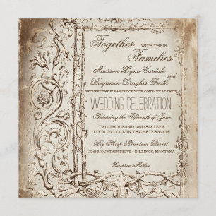 Elegant Victorian Frame Rustic Wedding Invitations