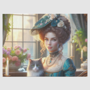 Elegant Victorian Lady and Cat Tissue Paper