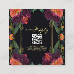 Elegant Victorian moody dark pink magenta floral  Enclosure Card