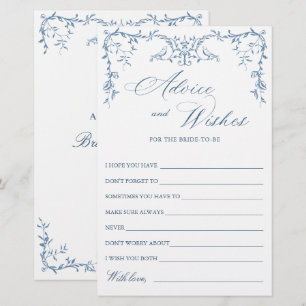 Elegant Victorian Ornate Blue Wishes & Advice Card