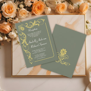 Elegant Victorian Reception Wedding Invitation