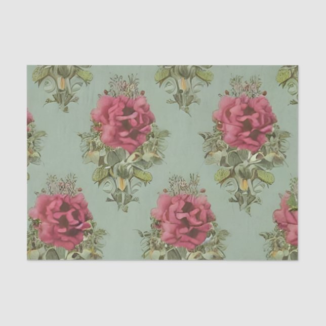 Elegant Victorian Red Rose Pattern Tissue Paper (Front)