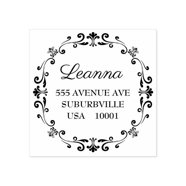 Elegant Victorian Return Address Custom Made Rubber Stamp (Imprint)