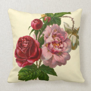 Elegant Victorian Roses Throw Pillow