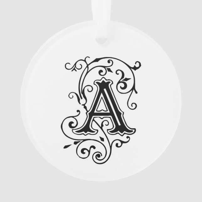 Elegant Victorian Style Letter A Monogram Ornament (Back)