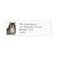 Elegant Victorian Tabby Cat Return Address Label