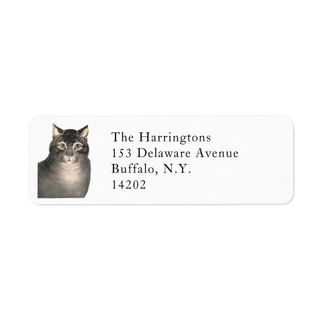 Elegant Victorian Tabby Cat Return Address  Label (Front)