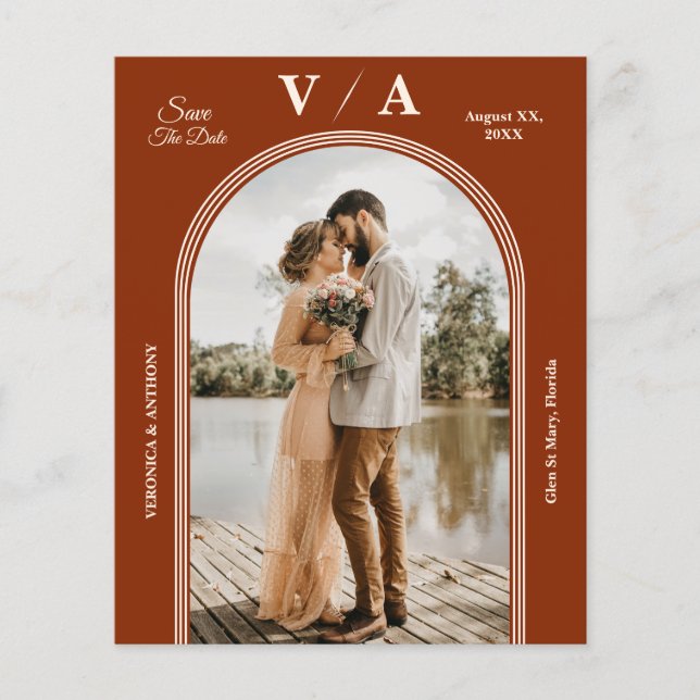 Elegant Victorian Terracota Wedding Save The Date  Flyer (Front)