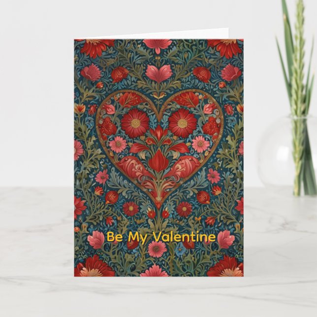 Elegant Victorian Valentines Day heart design Card (Front)