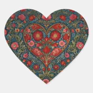 Elegant Victorian Valentines Day heart design Heart Sticker