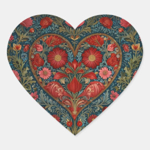 Elegant Victorian Valentines Day heart design Heart Sticker